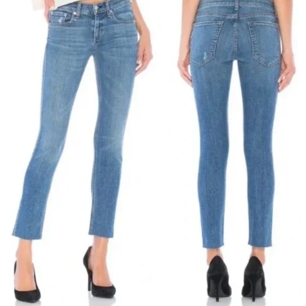 Rag & Bone | Women’s Dre Capri Mid Rise Raw Hem Ambra Medium Wash Denim Jeans